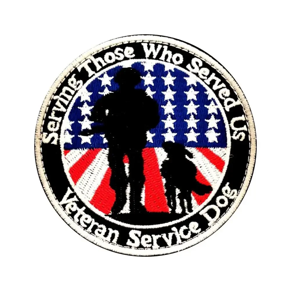 Veteran Service Dog Embroidered Patch Military Army Operator Dog Pack Bag with Hook Backing Tactical Patches