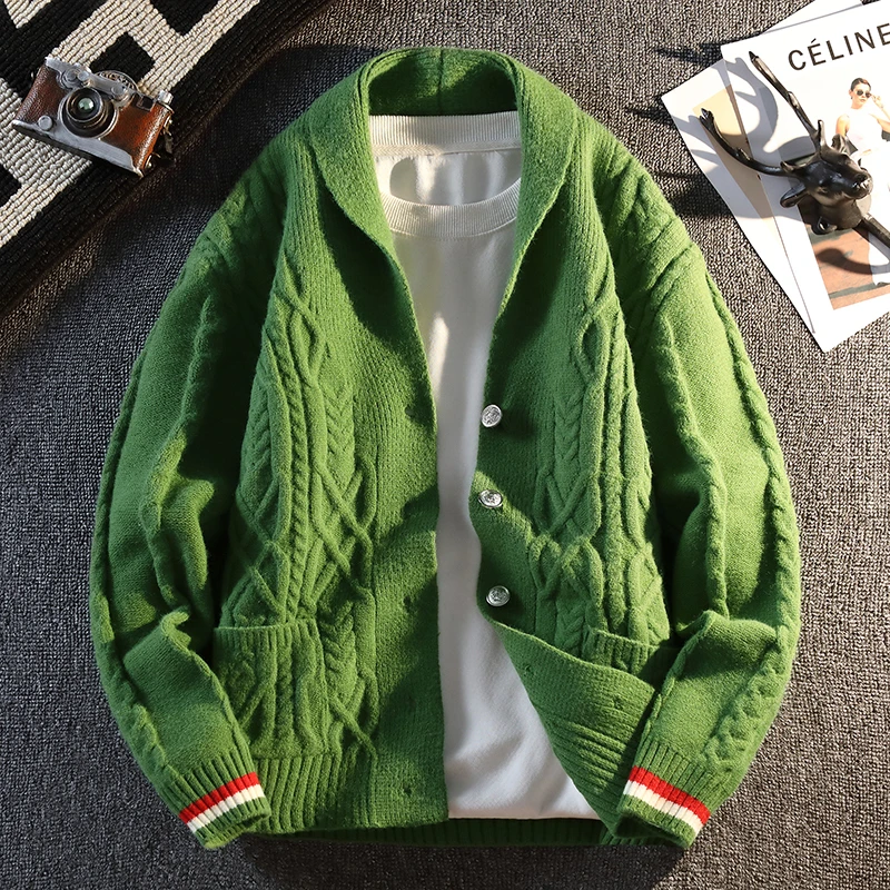 Designer Original Men's Autumn Luxury Long Sleeves Knit Cardigan Jacquard Keep Warm Sweater Coat Leisure Trend Men's Clothing