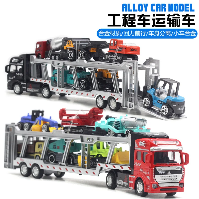 1:48 Alloy Engineering Vehicle Transporter Model Set Car