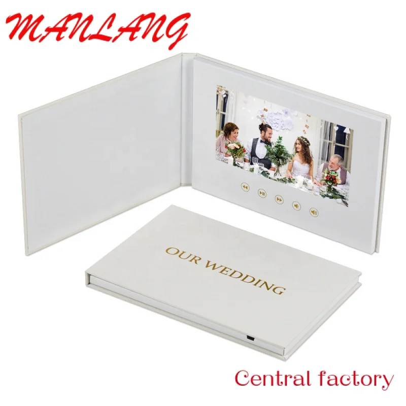 Onze Bruiloft Goud Folie Bruiloft Video Boek Met 7 Inch Ips Display Linnen Gebonden En Oplaadbare Batterij Video Album