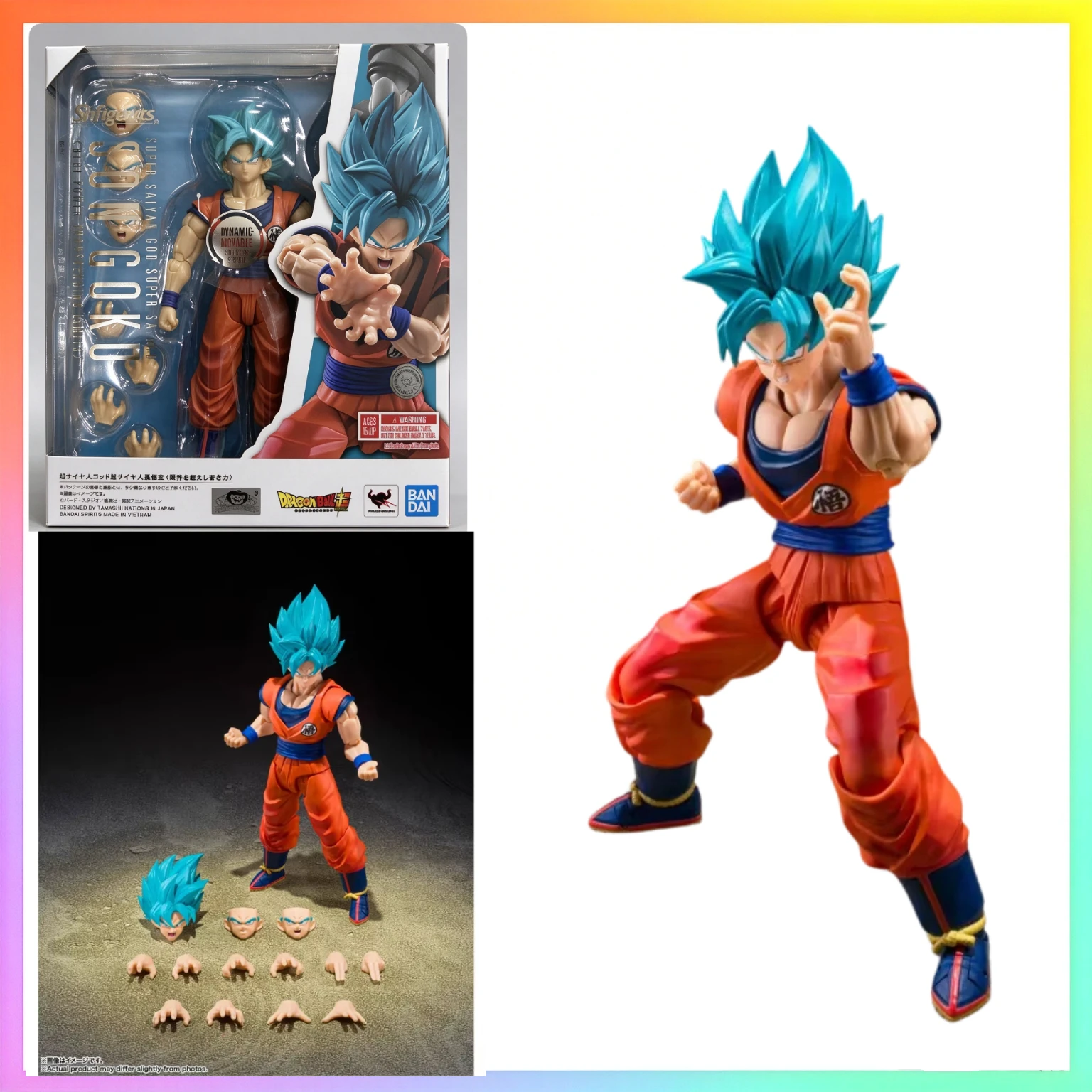 100% Original Bandai SHF Super Saiyan God Son GOKU Blue Sky Beyond The Limit of Blue Power Figure Collection Gift