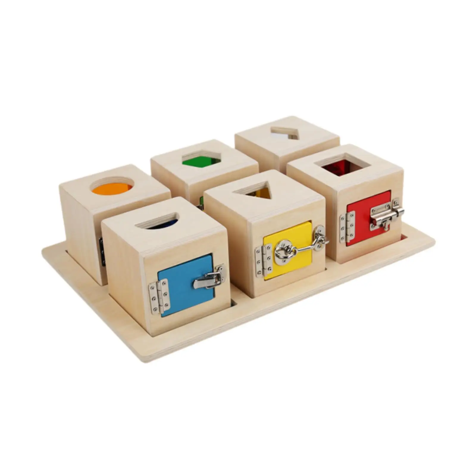 Caja de cerradura de madera, juguete, regalos de cumpleaños, juguete de desarrollo, juguetes sensoriales resistentes, habilidad de vida práctica, tablero ocupado para niños y niñas