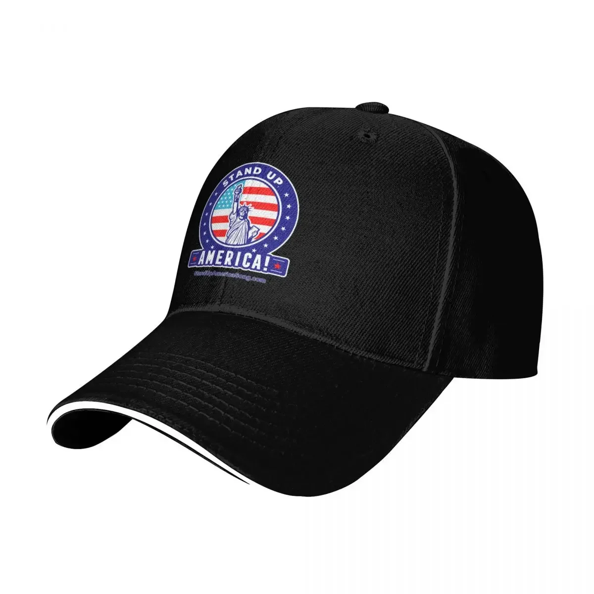 Stand Up, America! with slogan for Large Prints mostly for dark backgrounds Baseball Cap fun hats Caps Women Men's