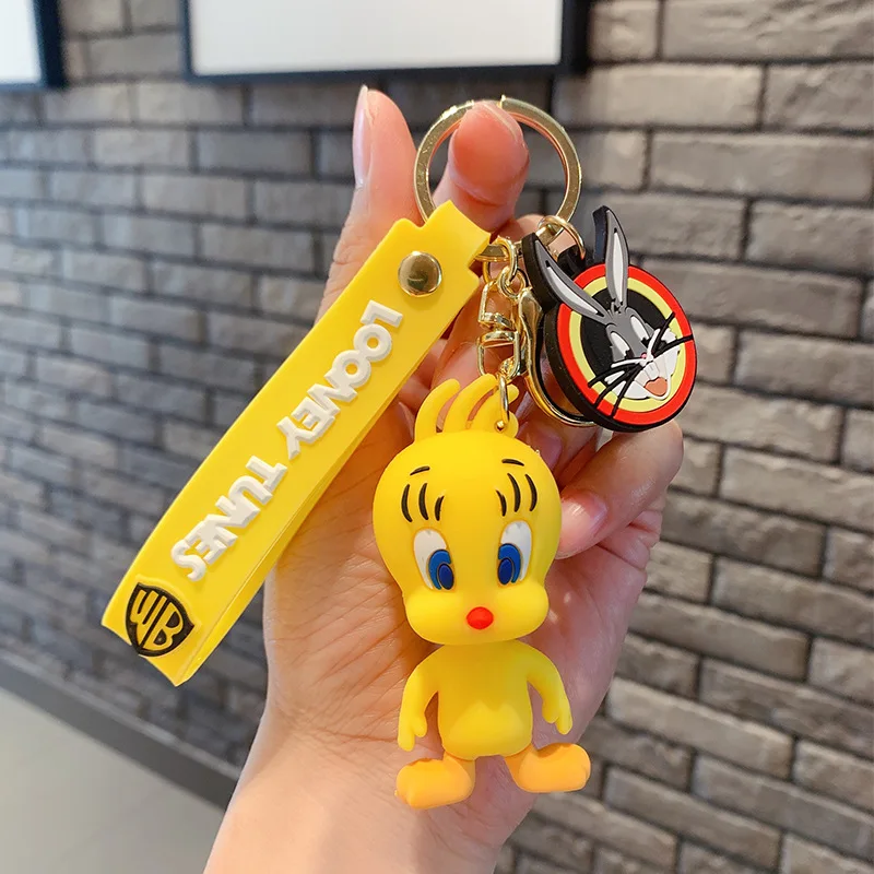 クリエイティブ漫画アニメ人形かわいいバニー愛らしいトゥイーティーダフィーダック豚キーホルダーペンダントカップルバッグペンダント車のキーチェーン