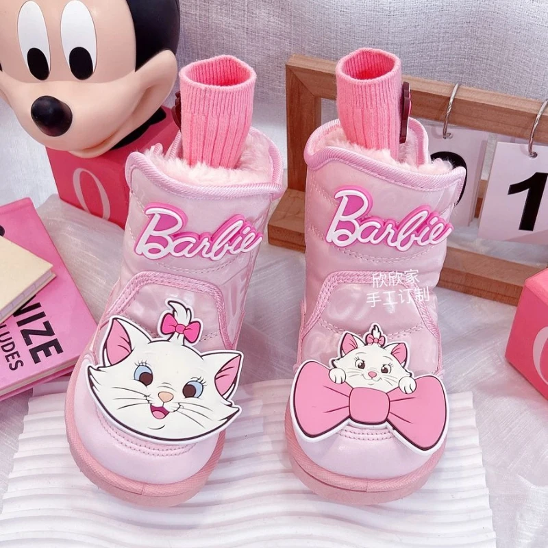 

Милые студенческие зимние сапоги Disney Marie Cat с героями мультфильмов, креативные зимние утолщенные непромокаемые хлопковые туфли Kawaii для девочек, подарок, оптовая продажа