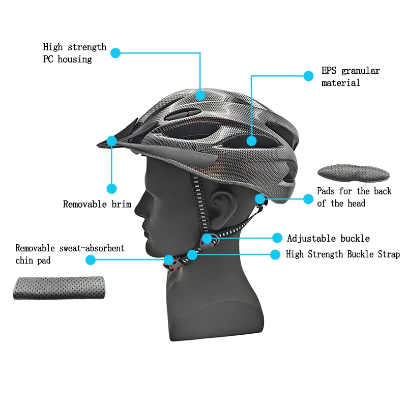 Men's and women's bicycle helmets, comfortable pads lightweight hollow mountain bikes  adjustable riding safety head protection