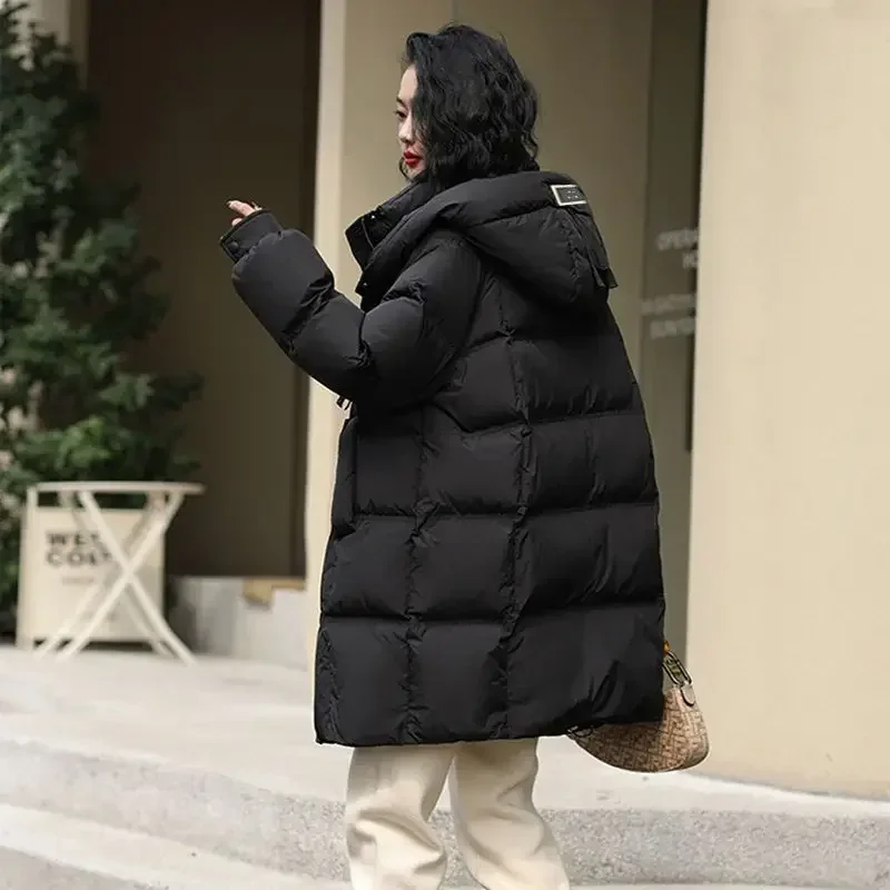 Winter Women\'s Clothing Trend Quilted Jacket Warm Hooded Parkas Design Korean Windproof Cotton-padded Jacket Puffer Jacket Black