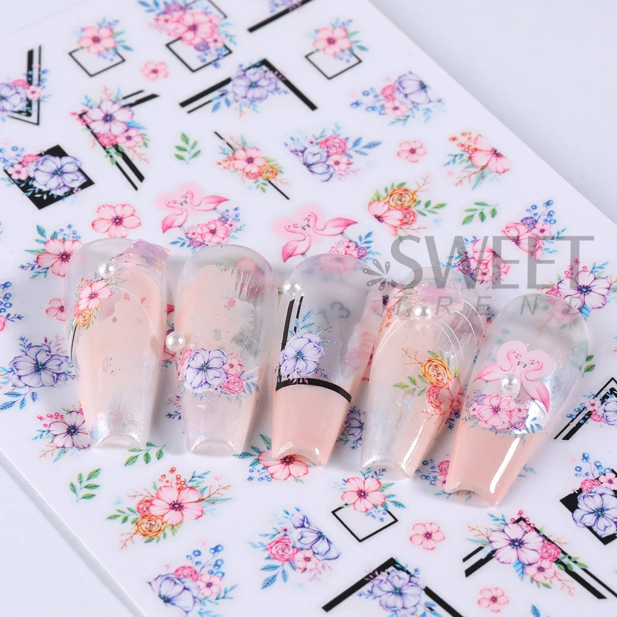 10pcs Elegant ผีเสื้อเล็บสติกเกอร์เล็บผีเสื้อสีฟ้าเสือดาว Retro ดอกไม้กาวรูปลอกงานแต่งงาน Charm เล็บเคล็ดลับ