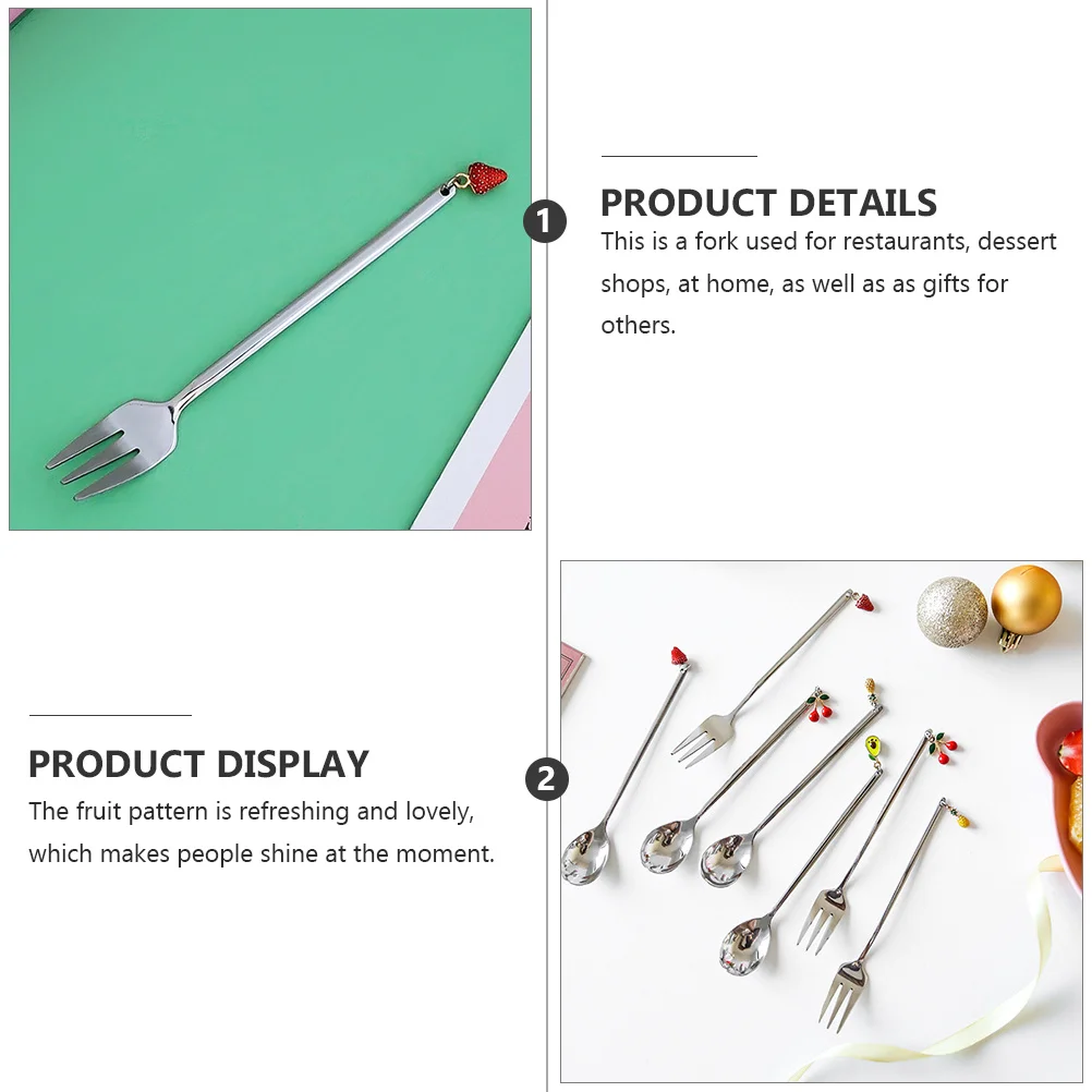 

4Pcs Stainless Steel Fruit Pendant Forks Dessert Forks Mirror Polish Compact Design Coffee Eating Tools