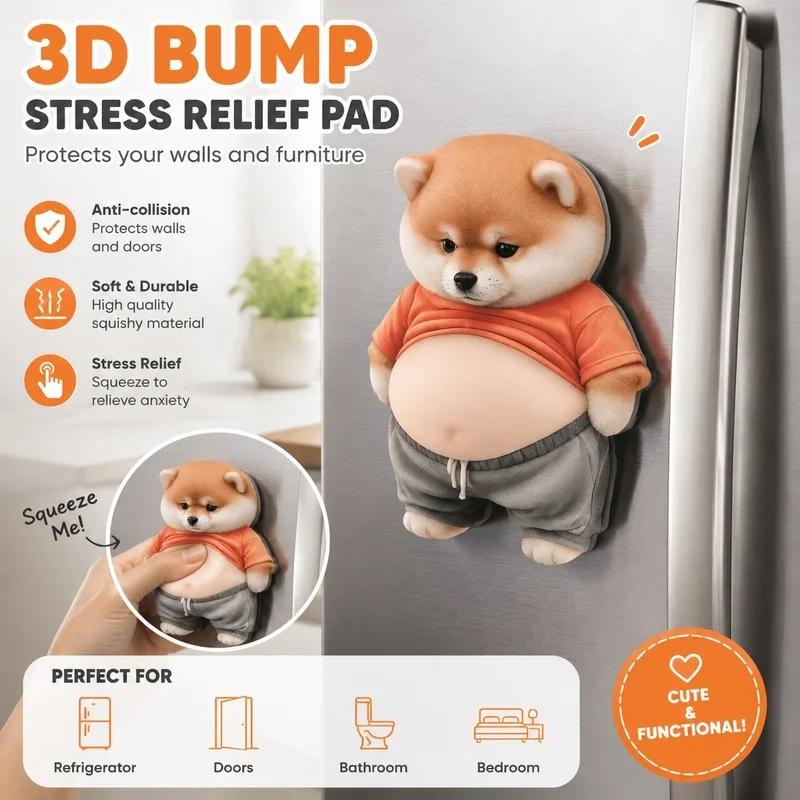 Generic Shiba Inu Car Bumper Sticker Cute Squishy Decompression Toy Creative Door Anti Collision Protective Decal For Adults