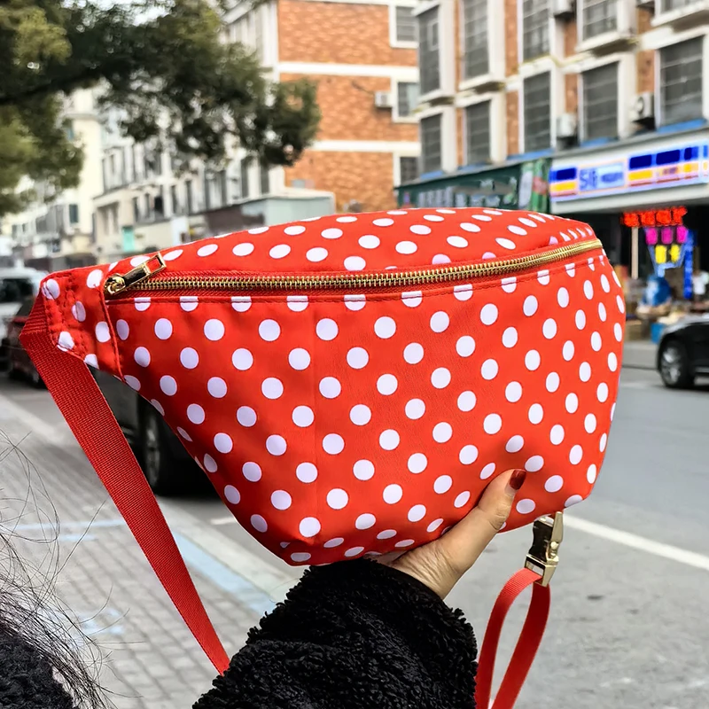 Marsupio rosso a pois per ragazza marsupio da donna marsupio a tracolla impermeabile ovunque borsa da viaggio moda marsupio