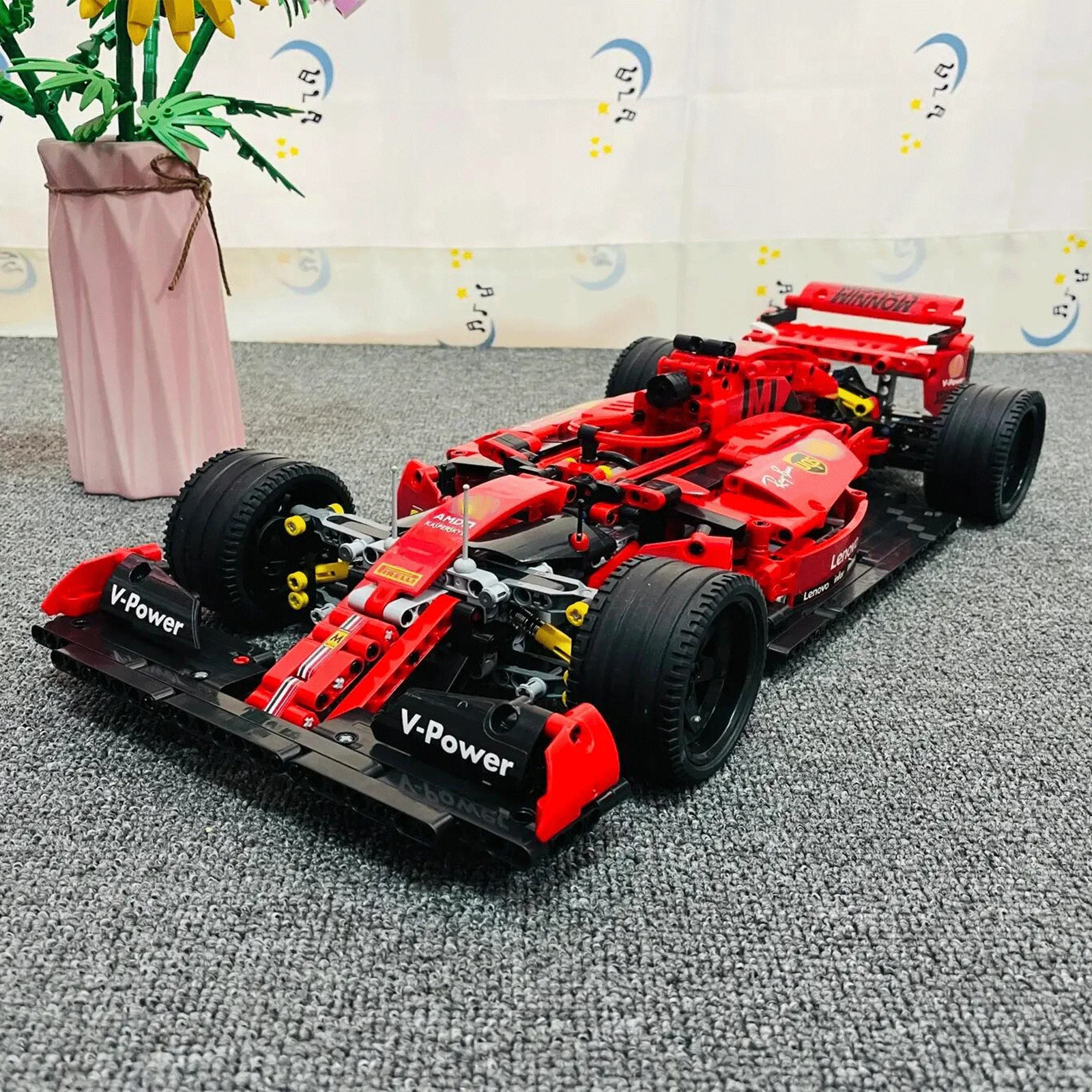 1200pcs High-Tech Formula Cars 023005 Red F1 Building Blocks Sports Racing Cars Super Model Kits Bricks Toys for Kids Boys Gifts