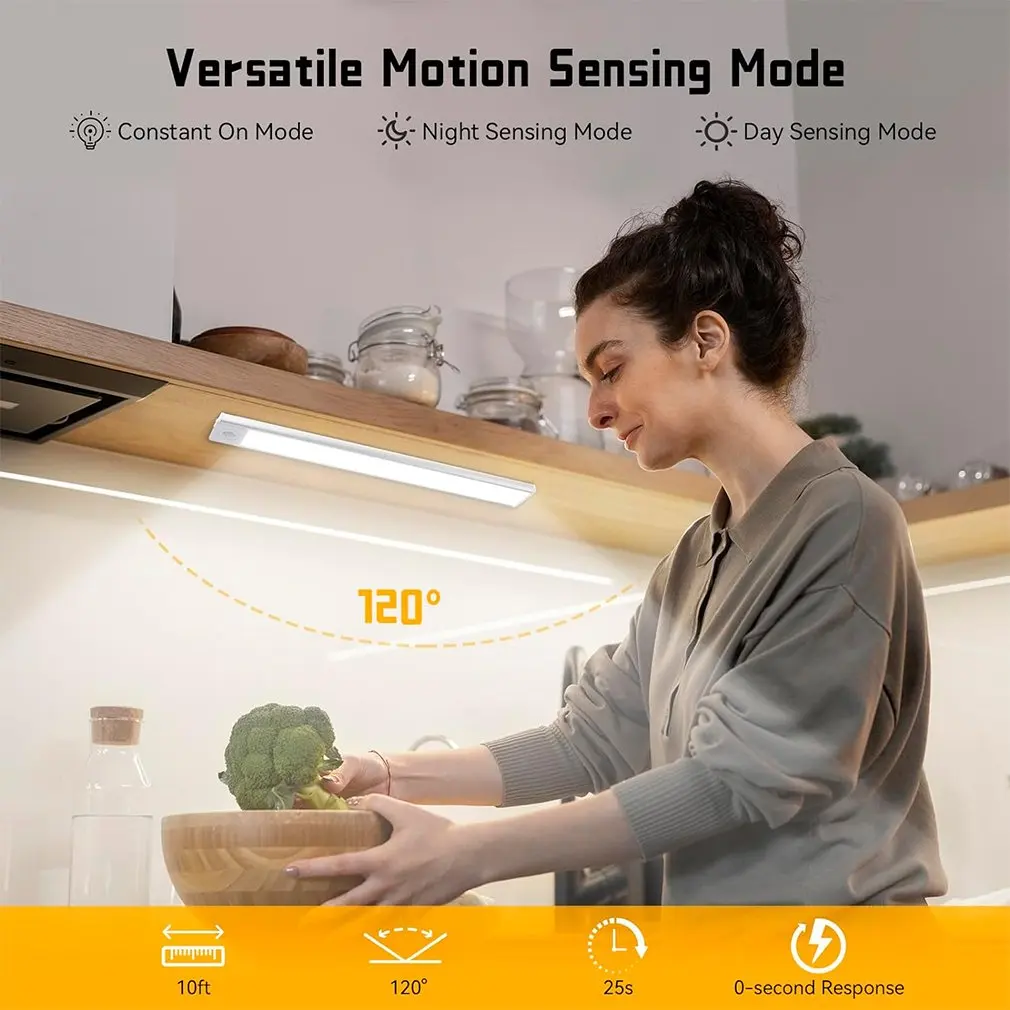 Luce notturna 30cm Ultra sottile LED Light Cabinet Light Motion Sensor Wireless type-c per l'illuminazione dell'armadio della camera da letto della cucina
