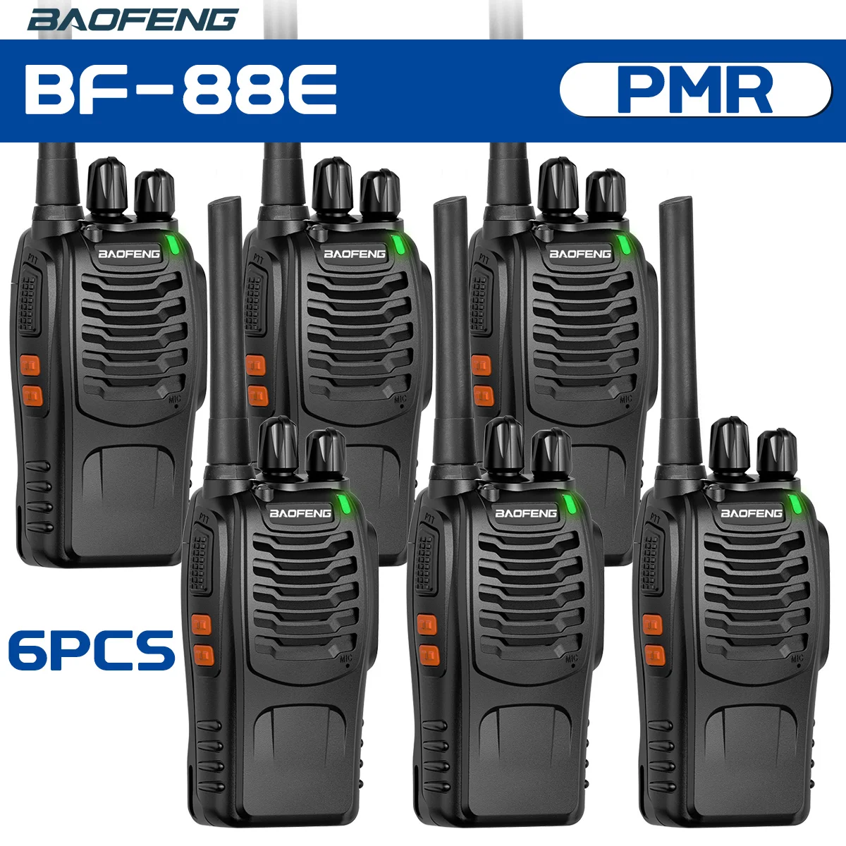 4-6個入り-baofeng-bf-88e-pmr446-ワイヤレス無線機、周波数コピー機能付き、長距離uhf-400-470mhz、ハンティングや旅行用ハムラジオ