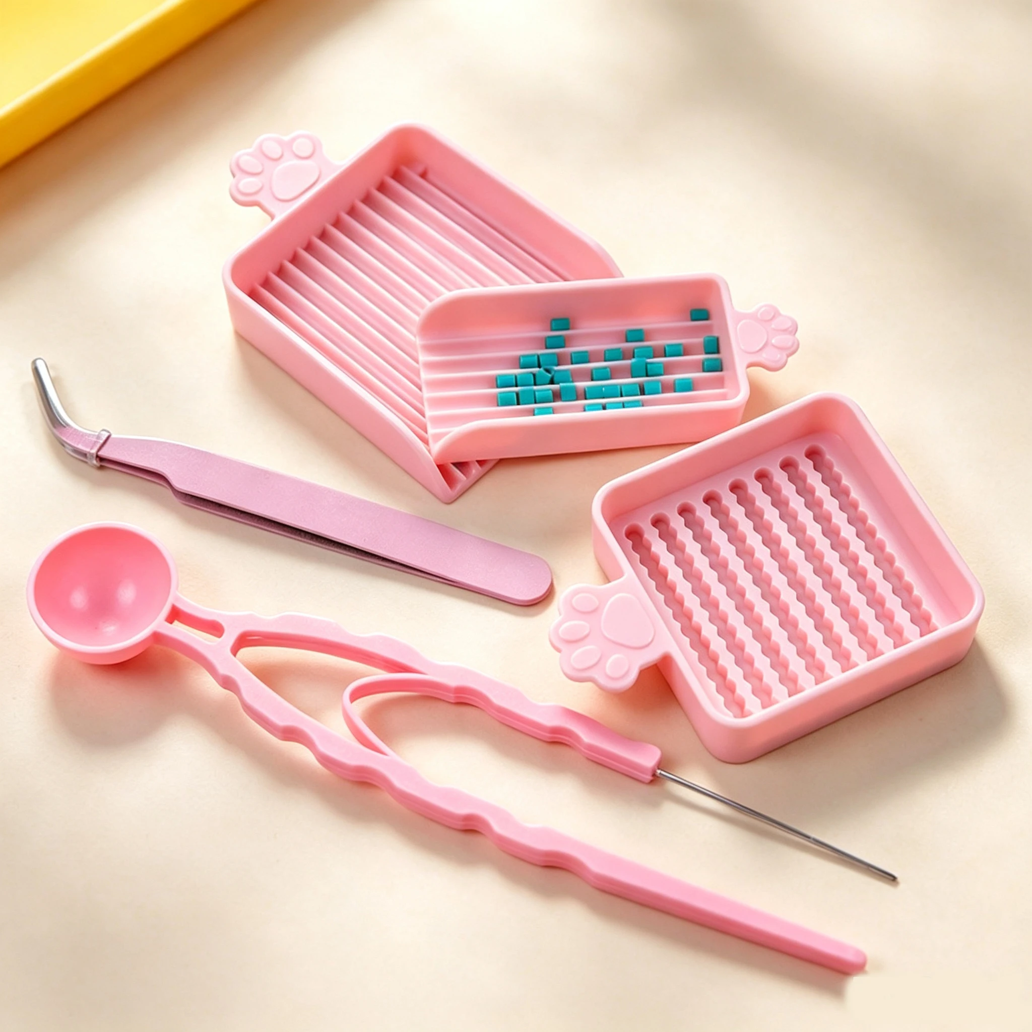 5Pcs Fuse Beads Tool Kit Alignment Tray Scoop Trays Placement Pen Precise Tweezers Efficient Bead Picking for DIY 5/2.6mm Beads