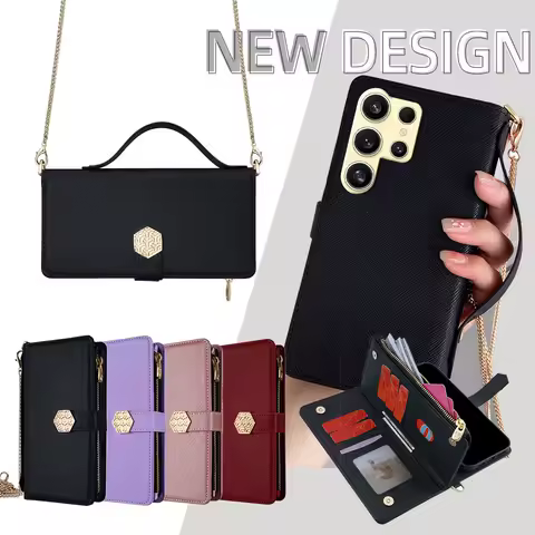 Luxury Magnetic Buckle Handbag design Mobile Phone Case for Samsung Galaxy S24 S23 S22 S21 Ultra S24 FE S23 Plus Wallet Cover