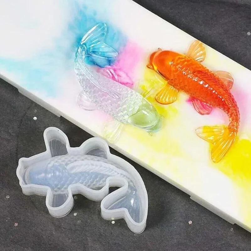Koi Fish Silikonowe formy z żywicy DIY Wisiorek Goldfish Mold Biżuteria z rybim ogonem do wyrobu biżuterii, zawieszki Charms, Fondant Cake Deco