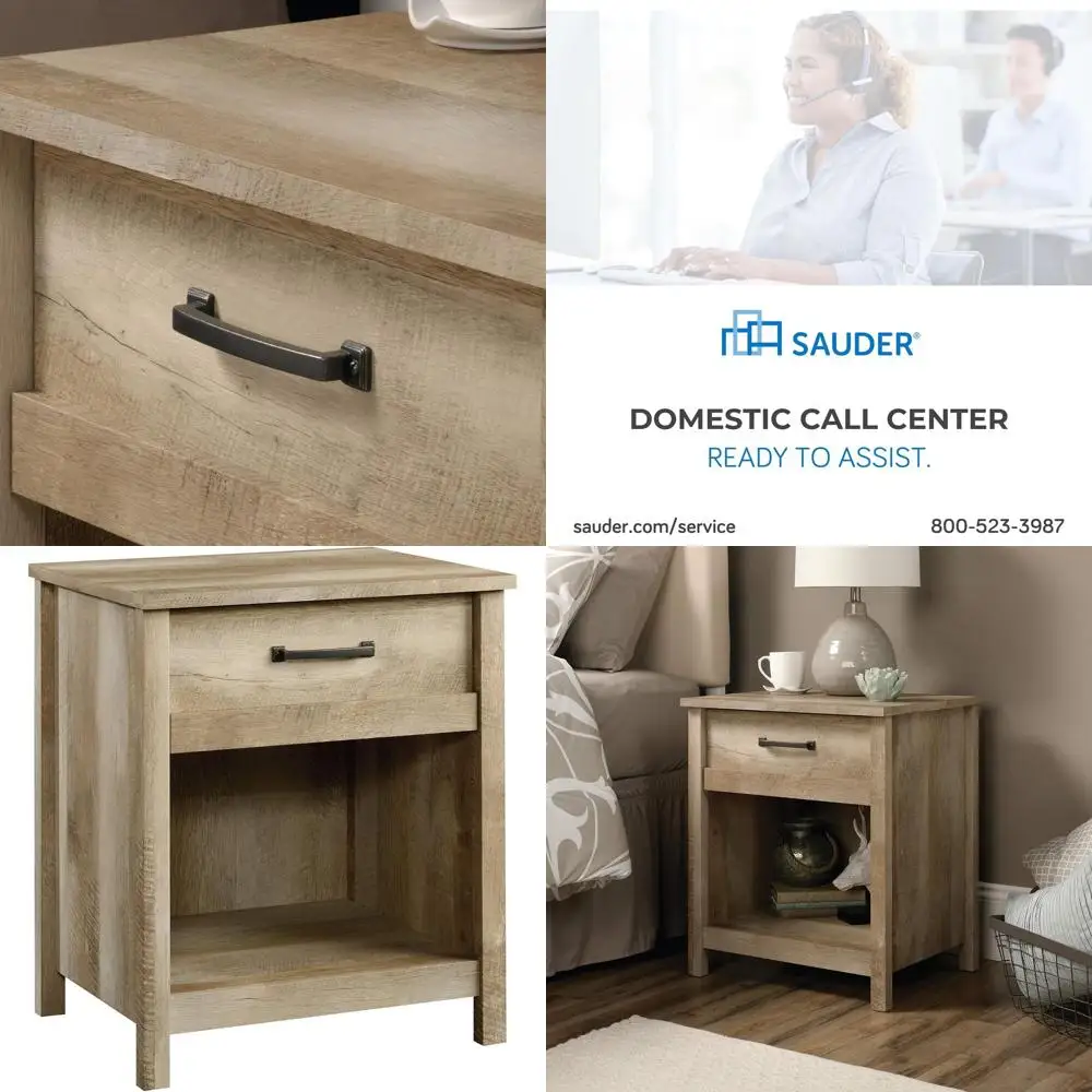 

Oak Nightstand, Bede-Style Table, Bedroom End Table in Lintel Oak Finish