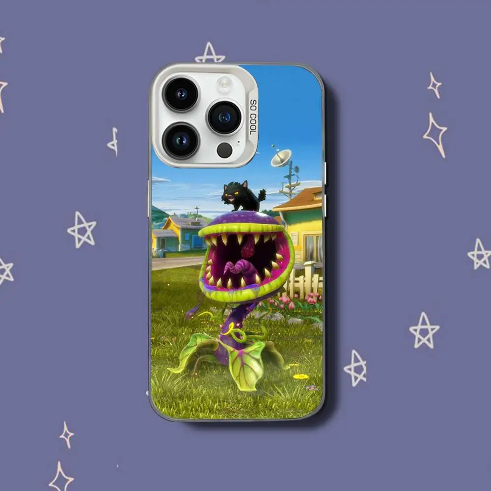 حافظة هاتف Plants Game vs Z-Zombies لهاتف iPhone 17,16,15,14,13,12,11,Pro,XS,Max,Plus,Mini,SE غطاء مقاوم للصدمات من الحلوى البيضاء غير اللامعة