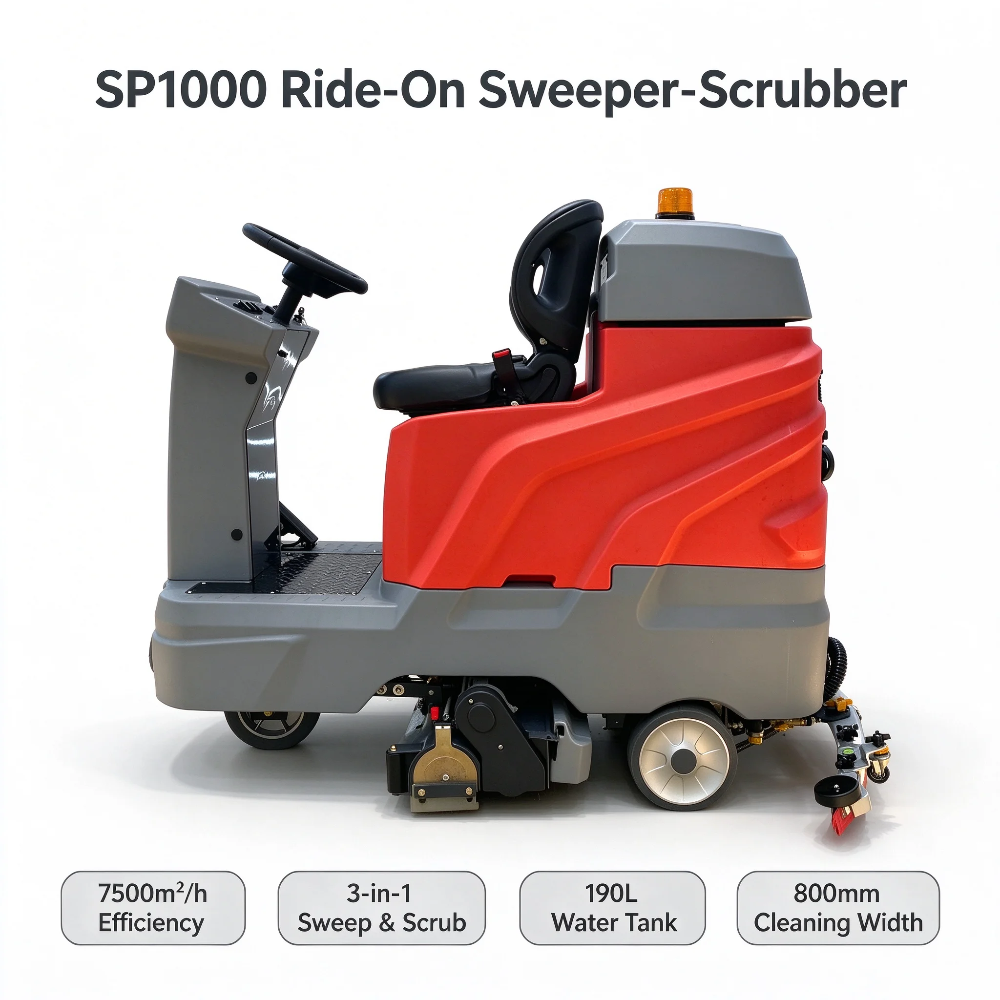 Ride On Floor Scrubber Dryer Electric Battery Powered Industrial Floor Cleaning Machine for Warehouse Factory Workshop
