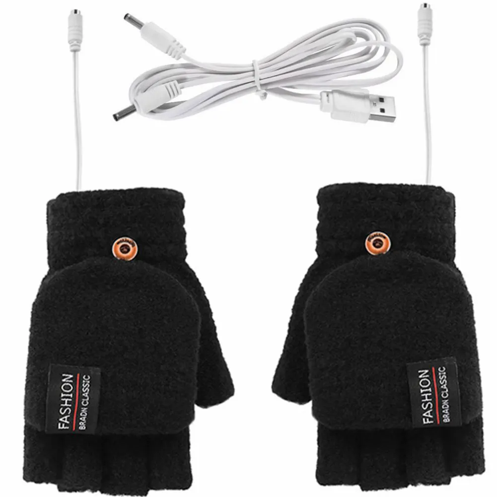USB Electric Heated Gloves Adjustable Temperature Rechargable Mittens Washable Full Half Finger Warmer Touchscreen Winter Warmer