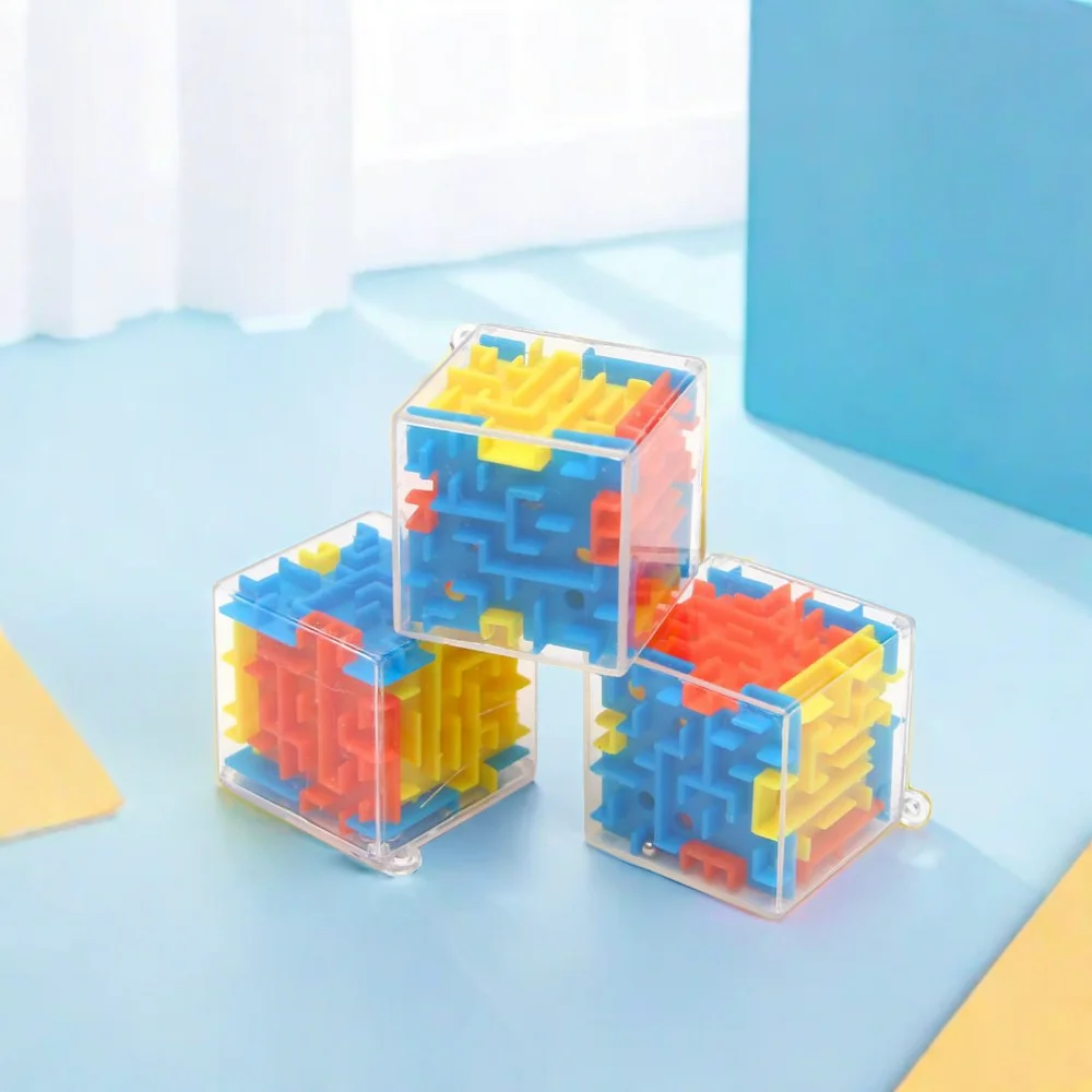 4Pcs 3D Cube Rolling Beads Maze Funny Educational Toys Boys Girls Birthday Wedding Guest Gift Giveaway Christmas Kids Gift