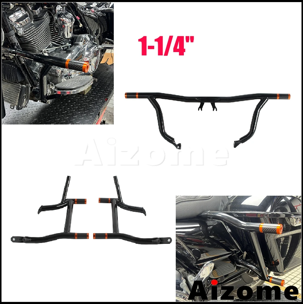 

For Harley Touring Road King Road Electra Street Glide 2014-2025 Motorcycle Accessories Front & Rear Crash Bar Engine Guard