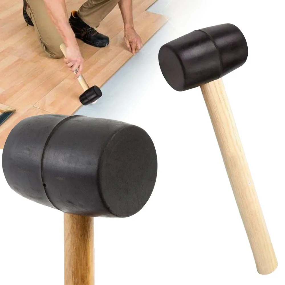 Durable Rubber Mallet Hammer With Wooden Handle For Camping Flooring Tent Pegs Woodworking And Soft Blow Tasks