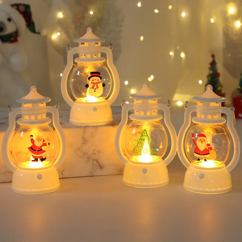 Retro Candle Holders Flameless Christmas Glowing Candlesticks Home Vintage Decor Table Lantern New Year Desktop Ornaments