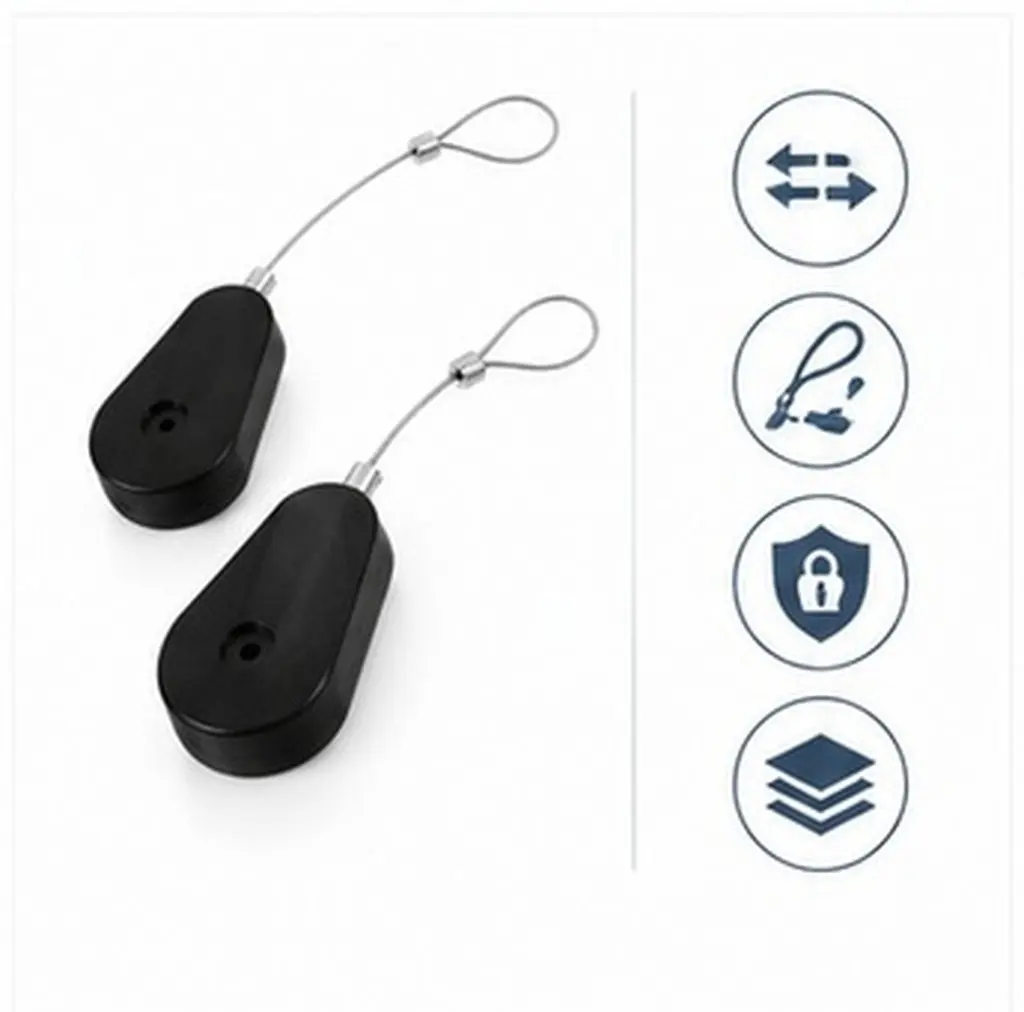 2Pcs Automatic Retractable Anti Theft Cable Cases Telescopic Steel Wire Security Lock for Electronics Retail Trade Show Display