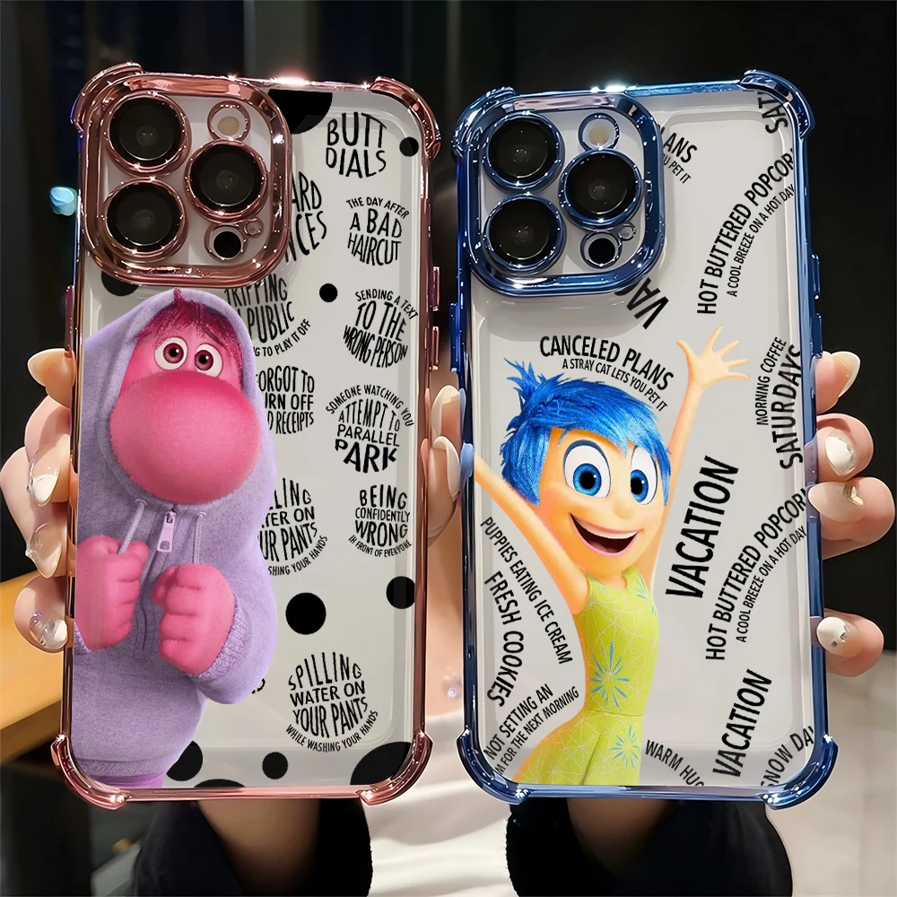 Cartoon Insides Outs Plating Phone Case For Samsung A37 A57 A07 A36 A16 A06 A35 A55 A25 A26 A05s A15 A54 A34 A24 A14 A05 4G 5G