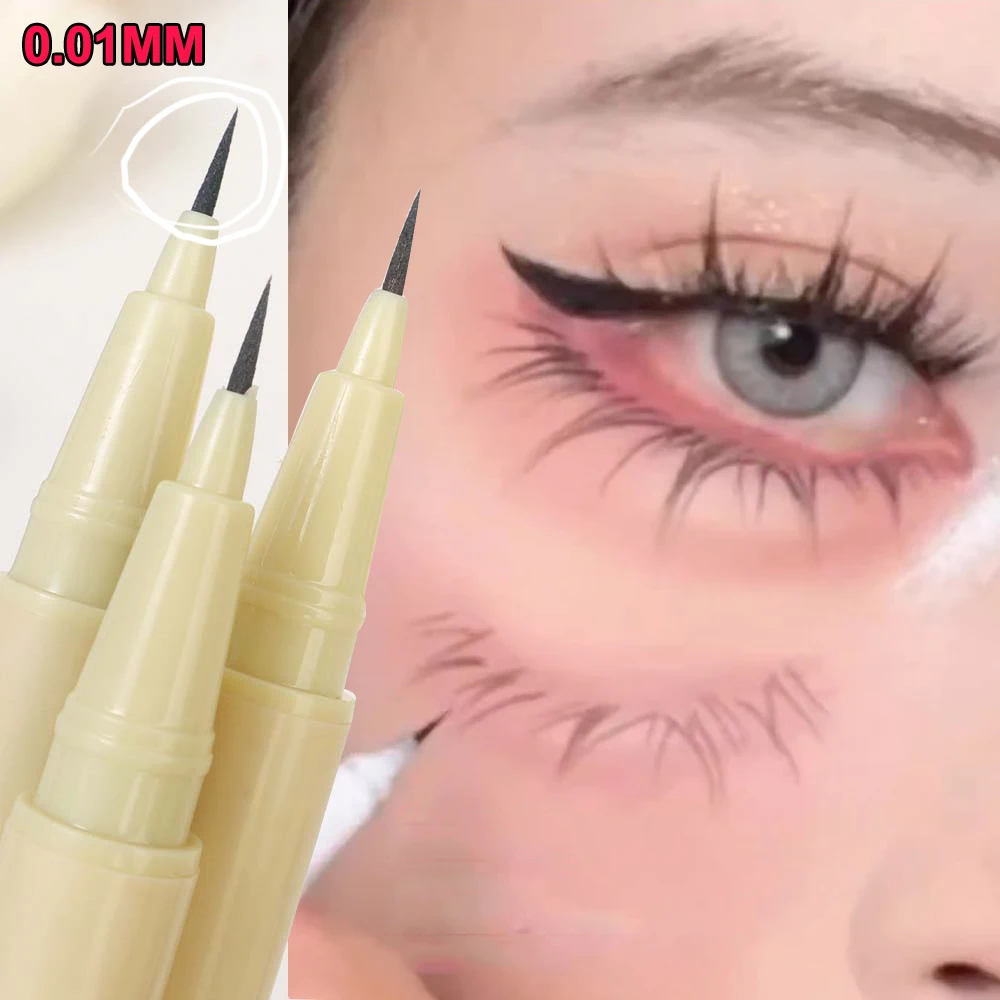 Ultra-Fijne Vloeibare Eyeliner Pen 0.01Mm Waterdichte Langdurige Gladde Eyeliner Wimper Potloden Niet Vlekkerige Liggende Zijderups Make-Up