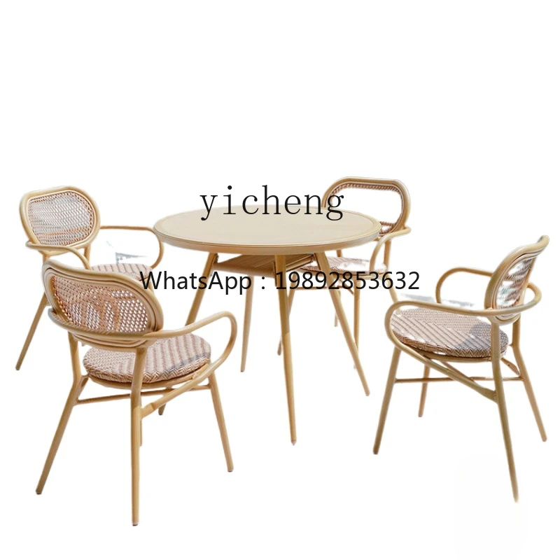Outdoor Desk-Chair Balcony Outdoor Rattan Chair Leisure Courtyard Three-Piece Tables and Chairs