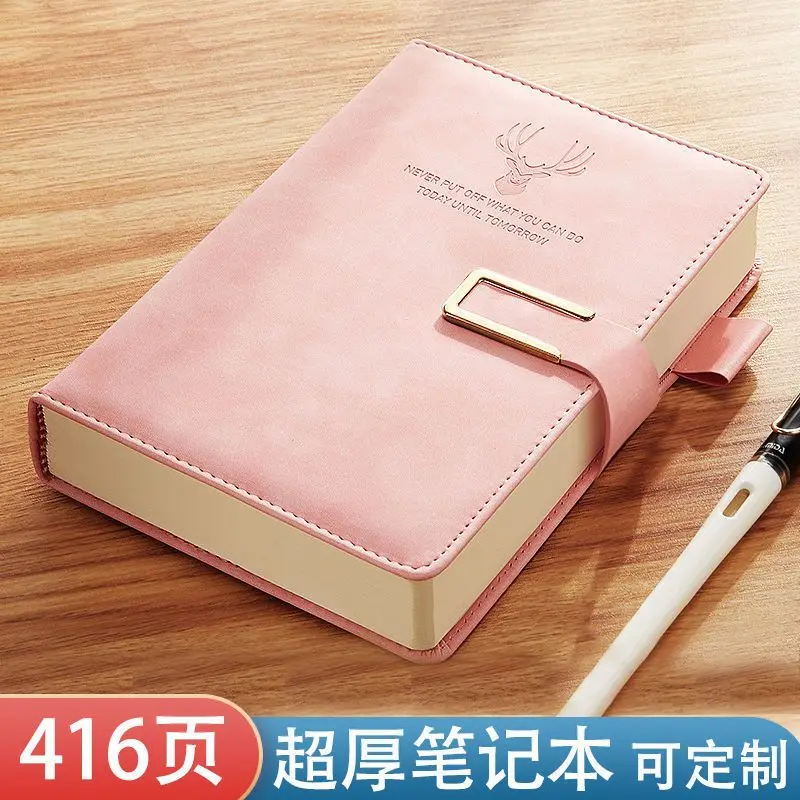 Fawn notebook book super thick college student A5 leather bound business notepad thick retro simple Korean edition diary