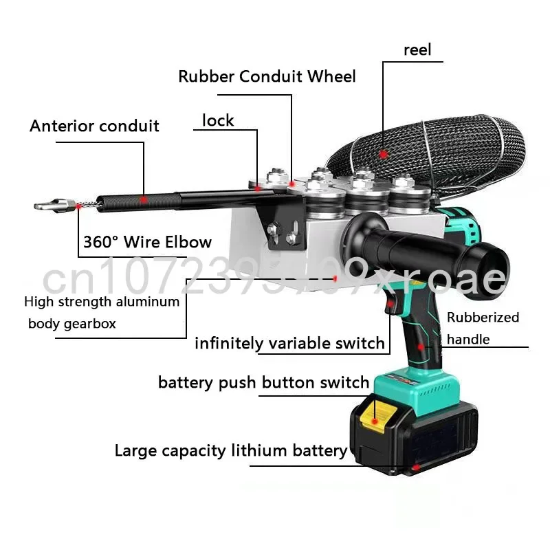 Electrician pull wire concealed pipe threading machine Automatic threading machine Electric pull wire tool Lithium battery