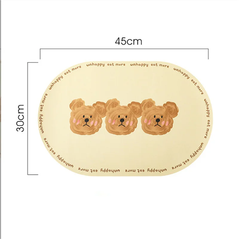 Cartoon Bär Leder Mahlzeit Tischset Ins Wind PU Isolierung Matte Premium Licht Luxus Westlichen Lebensmittel Abendessen Wasserdichte Desktop Pad – Detail 7