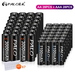 PALO 1.2V AAA+AA Rechargeable Battery 1100mAh AAA HR03 NIMH Battery 3000mAh AA HR6 NI-MH Batteries For Remote control Toys