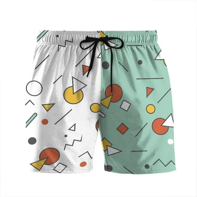 Summer Vacation Men\'s Plaid Print Drawstring Waist Board Shorts Fashion Swim Trunks 3D Print Breathable Short Streetwear 2025
