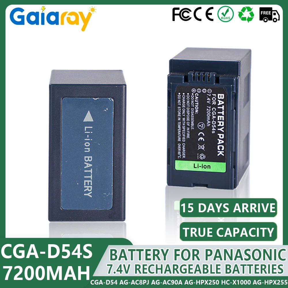 

CGA-D54 CGA-D54S Аккумуляторная батарея 7200 мАч для Panasonic CGA-D54 AG-AC8PJ AG-AC90A AG-HPX250 HC-X1000 AG-HPX255