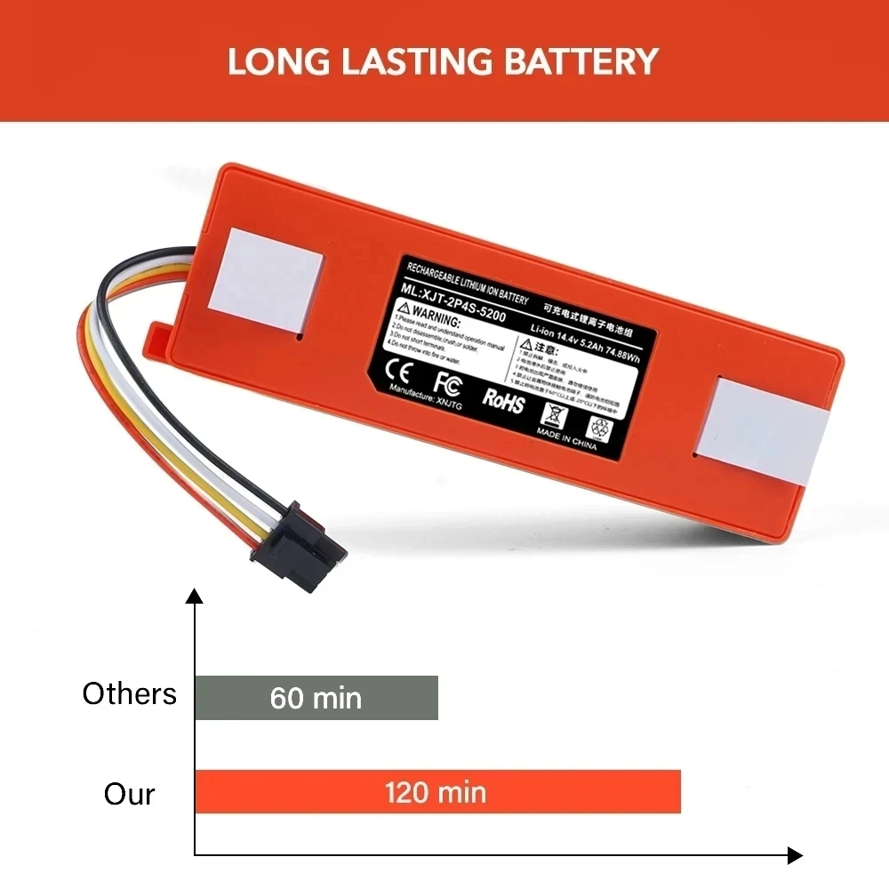 14.4V 6500mAh Replacement Battery For Roborock S6 S7 MaxV Q5 Q7 MAX Robot Vacuum Cleaner Accessories Parts Original