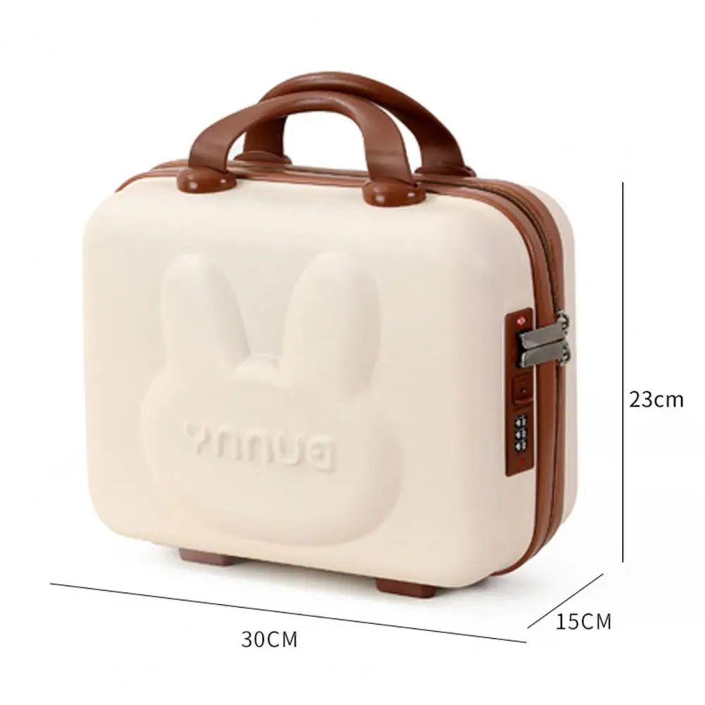 Cosmetic Suitcase Cute Bunny Pattern Cosmetic Case Combination Lock Zipper Cosmetic Luggage Travel Toiletry Makeup Code Case