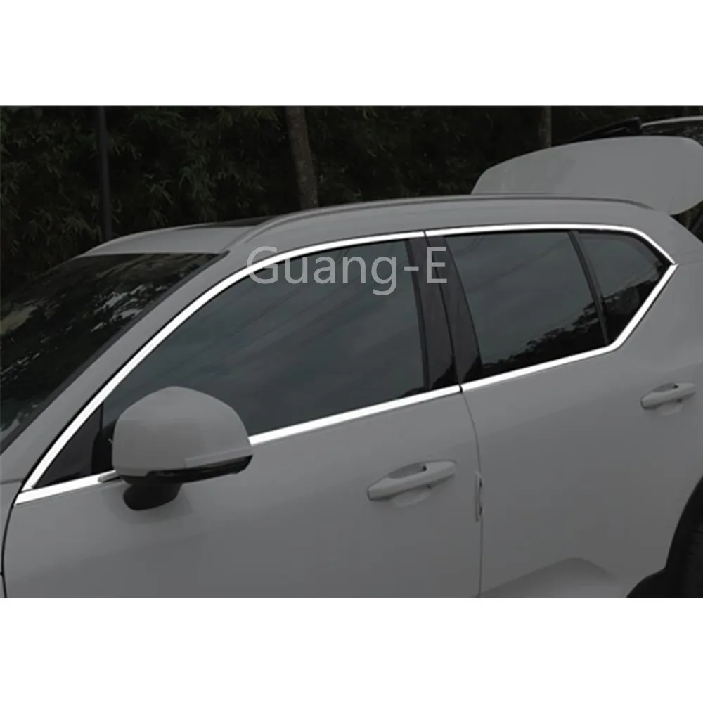 For VOLVO XC40 2018 2019 2020 2021 2022 2023 Car Styling Stainless Steel Garnish Pillar Window Middle Strip Trim Frame Lamp Hood