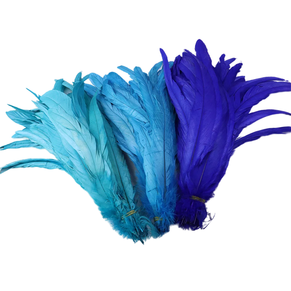 100pcs Blue Carnival Rooster Tail Feathers 25-30cm 30-35cm for Crafts Headdress Party Clothing HeadWear Decor Pheasant Plumas