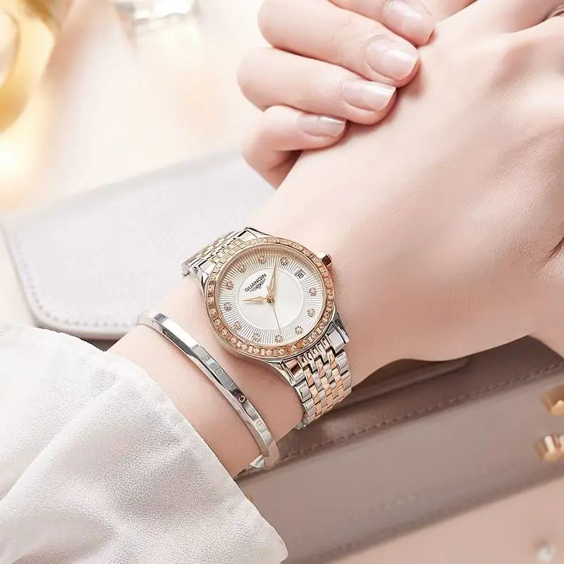 Guanqin ladies watch temperament waterproof fashion simple mechanical watch female Korean style fashion compact trend