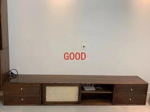 Solid Wood Sideboard Integrated High Cabinet Walnut Color