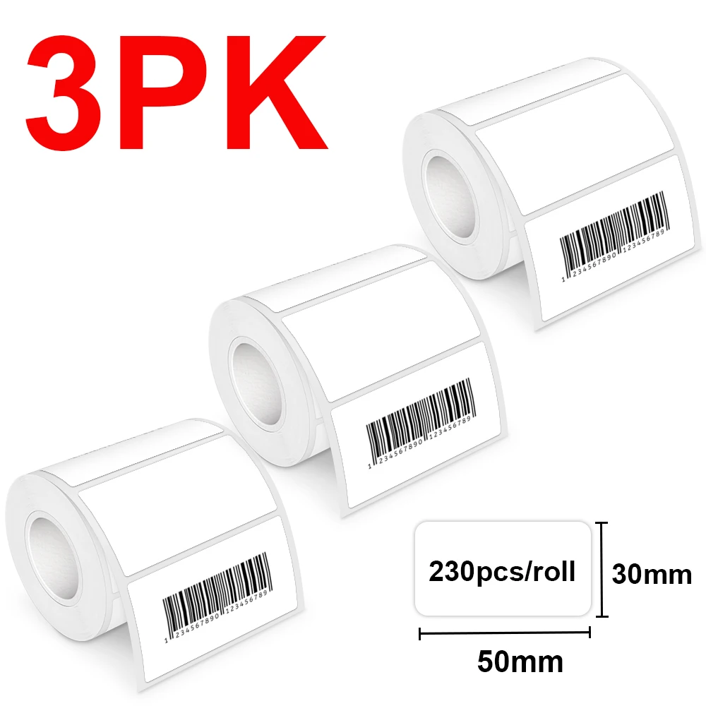 3Roll Label Paper Suitable for E210 Sticker Printer Thermal Label Printer Wireless Bluetooth Label Maker DIY Self Adheisve Label