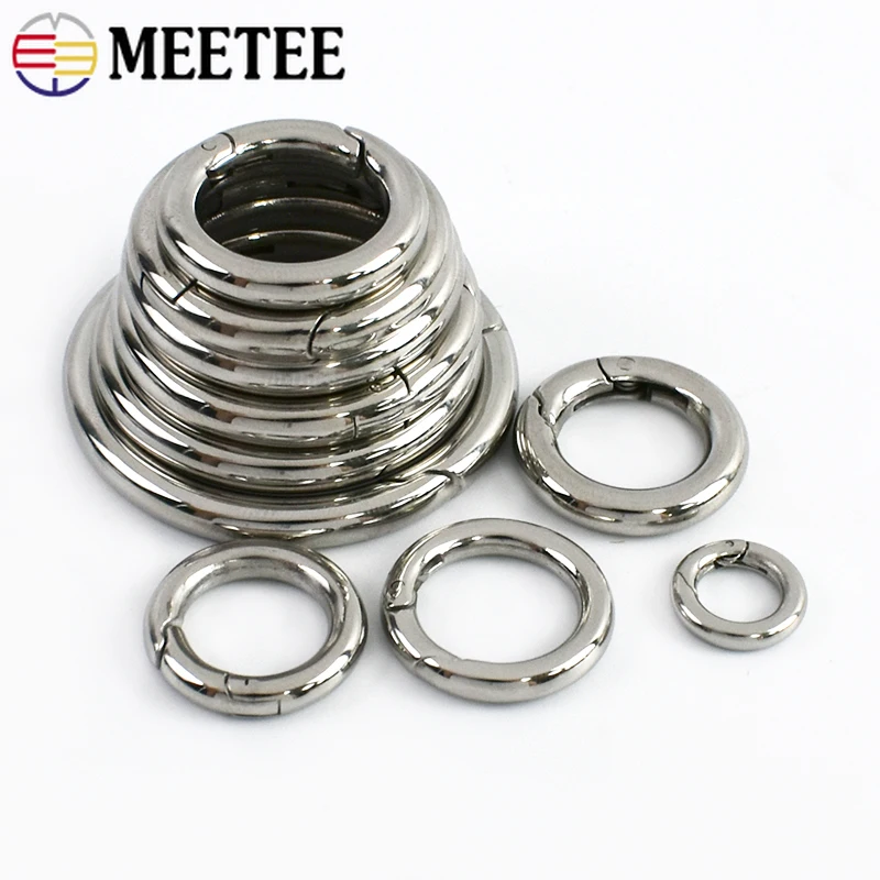 

5Pcs Meetee Stainless Steel Buckle Spring Clasp Openable O Ring Carabiners Keychain Rings Bag Strap Buckles Hardware Accessories