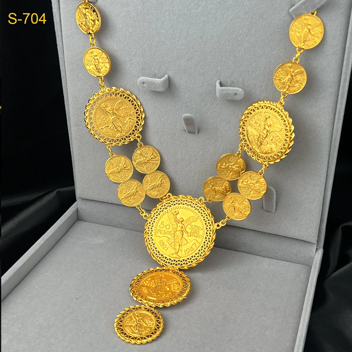 ANIID New Design Dubai Gold Color Coin Necklace Bracelet Jewelry Sets For Women African Ethiopian Bridal Wedding Luxury Gifts