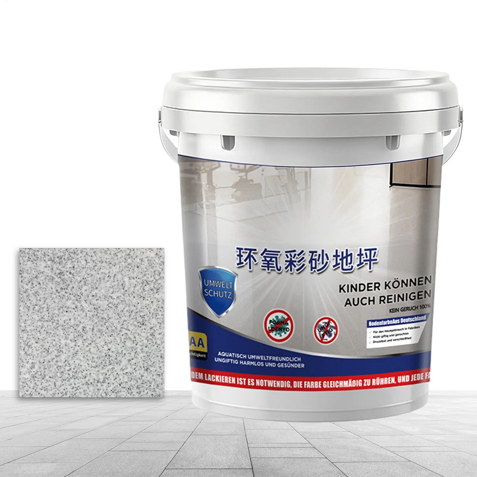 Epoxy Sand Floor Paint Quick Drying High-Gloss Self-Leveling Concrete Coating for Indoor Garage Shower Room Home Building