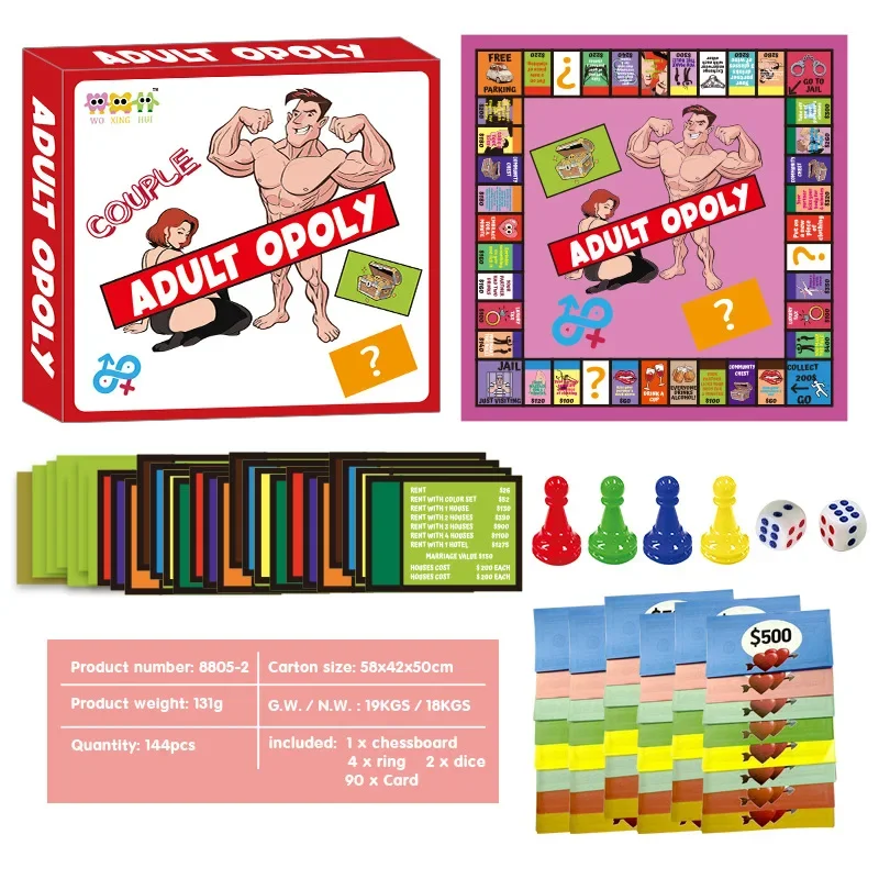 لعبة لوحية للكبار عبر الحدود للأزواج، لعبة تاريخ الشرب، ليلة احتكار كبيرة، لعبة ببطاقات الطاولة، الترفيه للبالغين